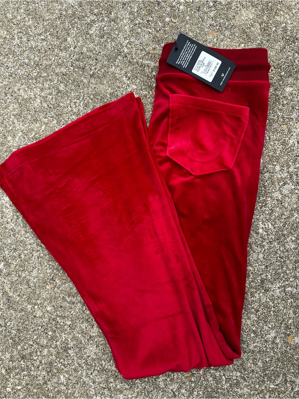 True Religion Red Velvet Track Pants
